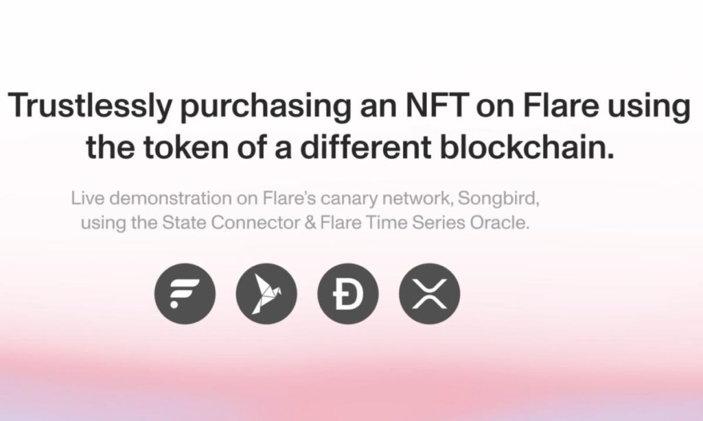 Trustlessly purchasing an NFT on Flare using the token of a different blockchain. Trustlessly purchasing an NFT on Flare using the token of a different blockchain.
