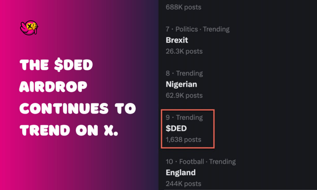 DED Trends on Twitter After Memecoin Snapshot Announcement DED Trends on Twitter After Memecoin Snapshot Announcement