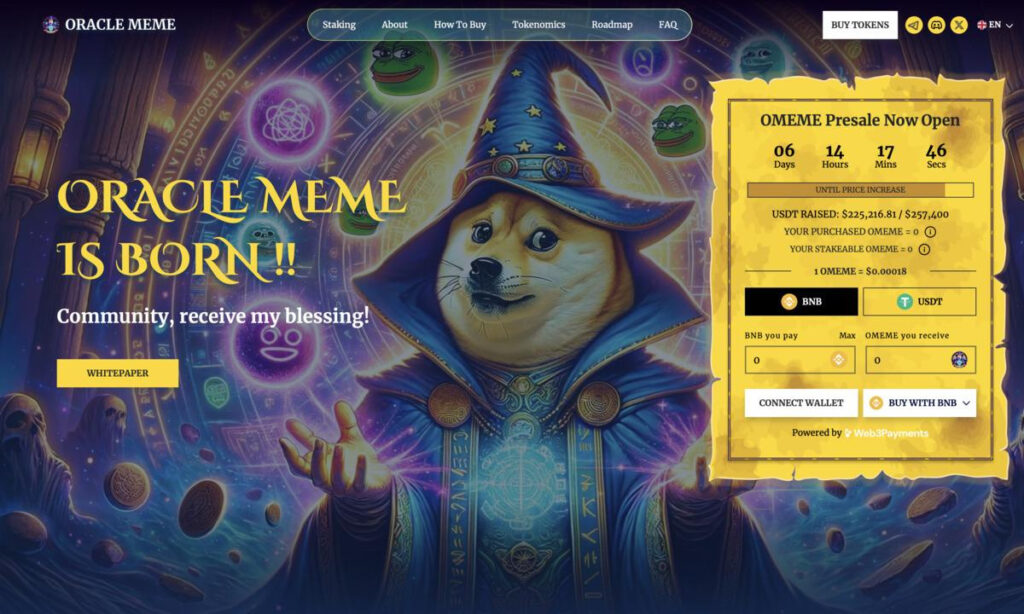ORACLE MEME Coin Presale Achieves $208,000 Milestone in Minutes ORACLE MEME Coin Presale Achieves $208,000 Milestone in Minutes