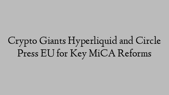 Crypto Giants Hyperliquid and Circle Press EU for Key MiCA Reforms Crypto Giants Hyperliquid and Circle Press EU for Key MiCA Reforms